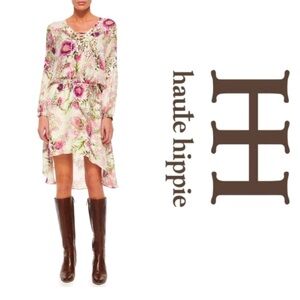 Haute Hippie high low silk floral dress. Size XS